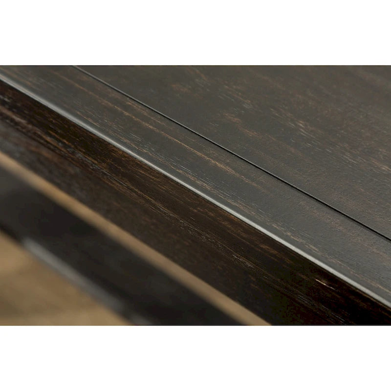 Set da pranzo Lotusville a 7 pezzi in legno nero, altezza bancone, di Roundhill Furniture