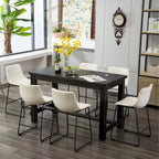 Set da pranzo Lotusville a 7 pezzi in legno nero, altezza bancone, di Roundhill Furniture