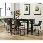 Set da pranzo Lotusville a 7 pezzi in legno nero, altezza bancone, di Roundhill Furniture