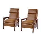 Set di 2 poltrone reclinabili Patrick Mid-century in pelle vegana e legno massello di HULALA HOME