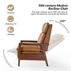 Set di 2 poltrone reclinabili Patrick Mid-century in pelle vegana e legno massello di HULALA HOME