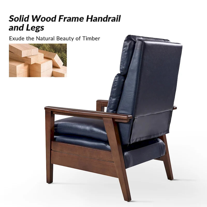 Set di 2 poltrone reclinabili Patrick Mid-century in pelle vegana e legno massello di HULALA HOME