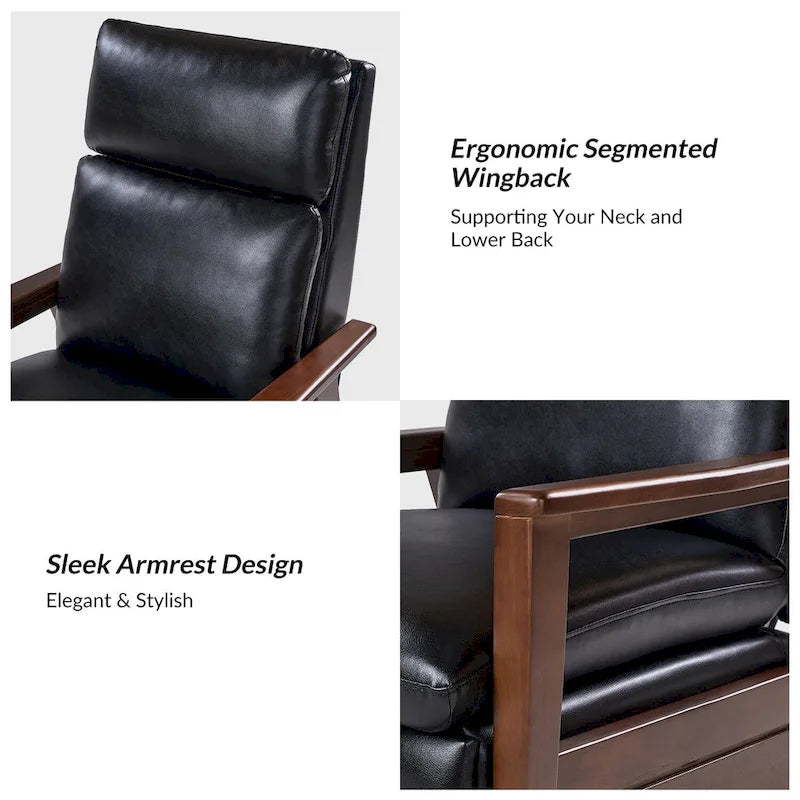 Set di 2 poltrone reclinabili Patrick Mid-century in pelle vegana e legno massello di HULALA HOME