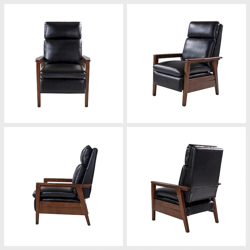 Set di 2 poltrone reclinabili Patrick Mid-century in pelle vegana e legno massello di HULALA HOME