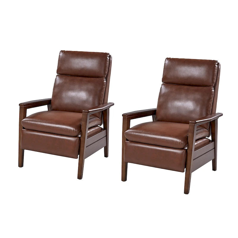 Set di 2 poltrone reclinabili Patrick Mid-century in pelle vegana e legno massello di HULALA HOME