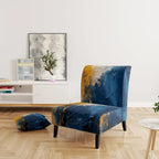 Designart Sedia Accent Imbottita Astratta "Blue and Yellow Intuitive Expressions I" e Sedia con Braccioli Moderna e Contemporanea