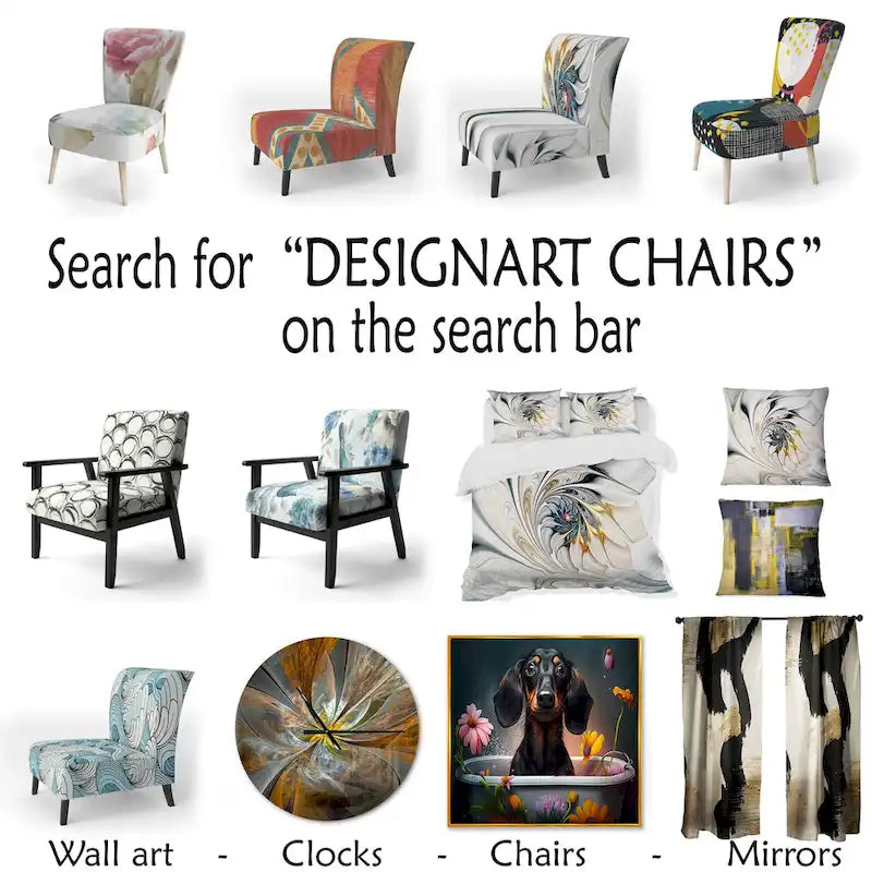 Designart Sedia Accent Imbottita Astratta "Blue and Yellow Intuitive Expressions I" e Sedia con Braccioli Moderna e Contemporanea