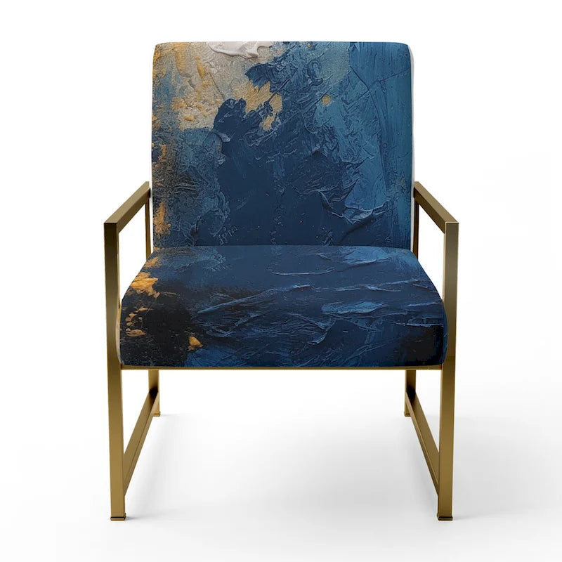 Designart Sedia Accent Imbottita Astratta "Blue and Yellow Intuitive Expressions I" e Sedia con Braccioli Moderna e Contemporanea