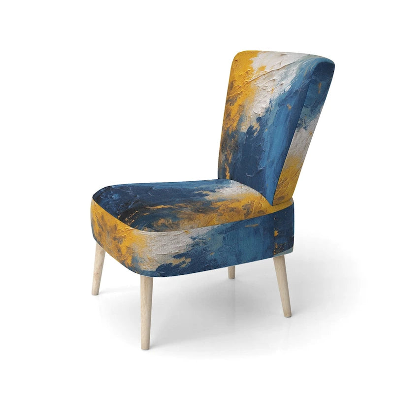 Designart Sedia Accent Imbottita Astratta "Blue and Yellow Intuitive Expressions I" e Sedia con Braccioli Moderna e Contemporanea