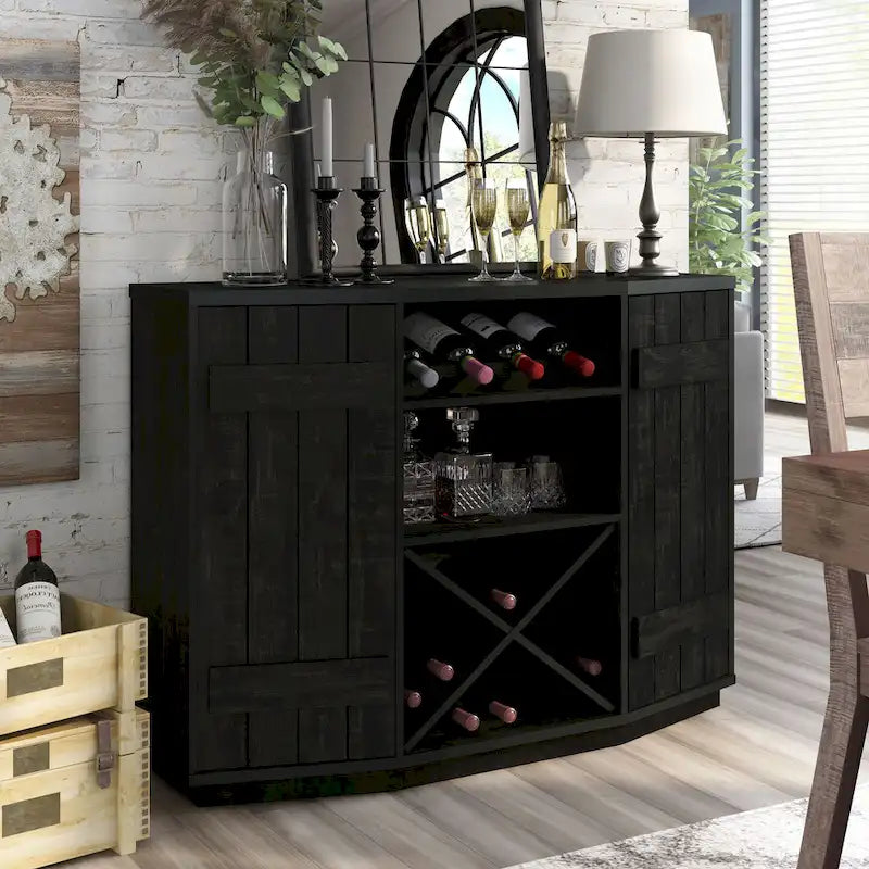 Madia portabottiglie da vino DH BASIC stile rustico per 28 bottiglie da 47 pollici di Denhour