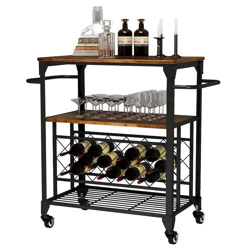 Carrello bar contenitore scaffale cucina carrello da portata con portabottiglie