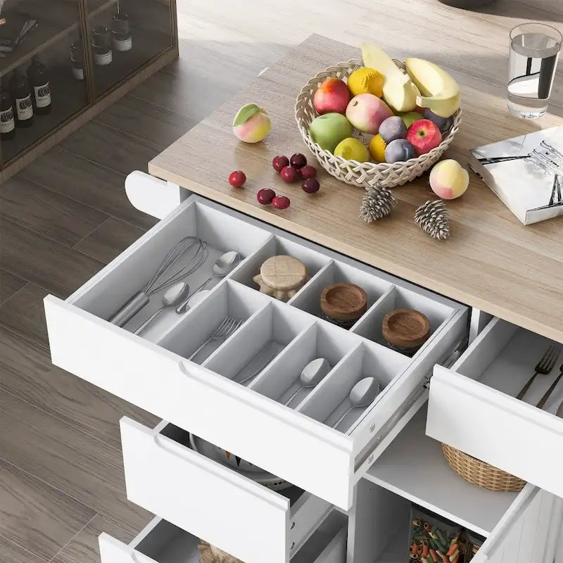 Isola da cucina da 53 pollici L con piano e cassetti - N/A