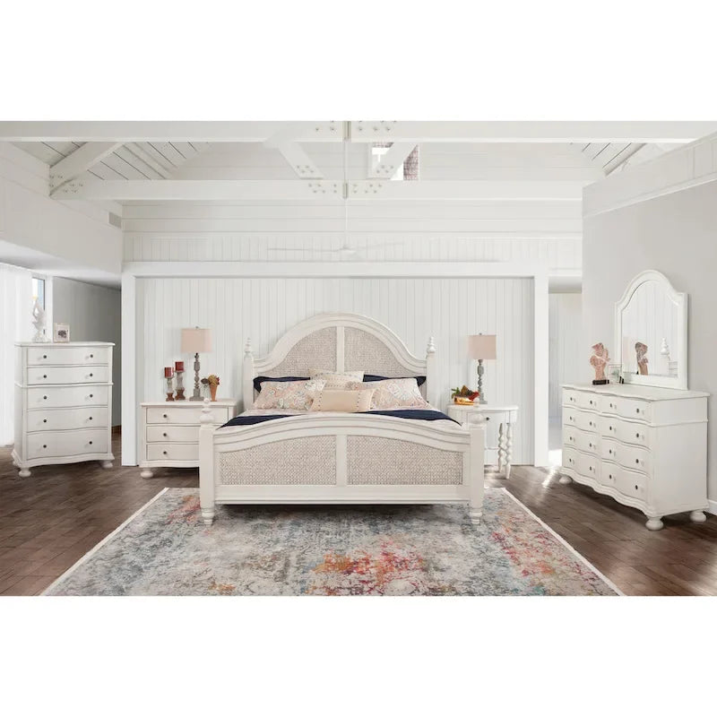 Letto a pannelli intrecciati Roanoke Dove White