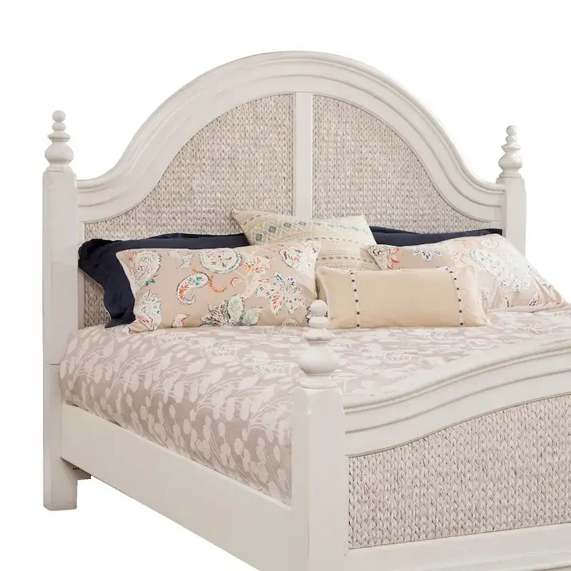 Letto a pannelli intrecciati Roanoke Dove White