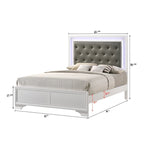 Set camera da letto Kym 4 pezzi Frost a pannelli imbottiti in ecopelle con LED e capitonné
