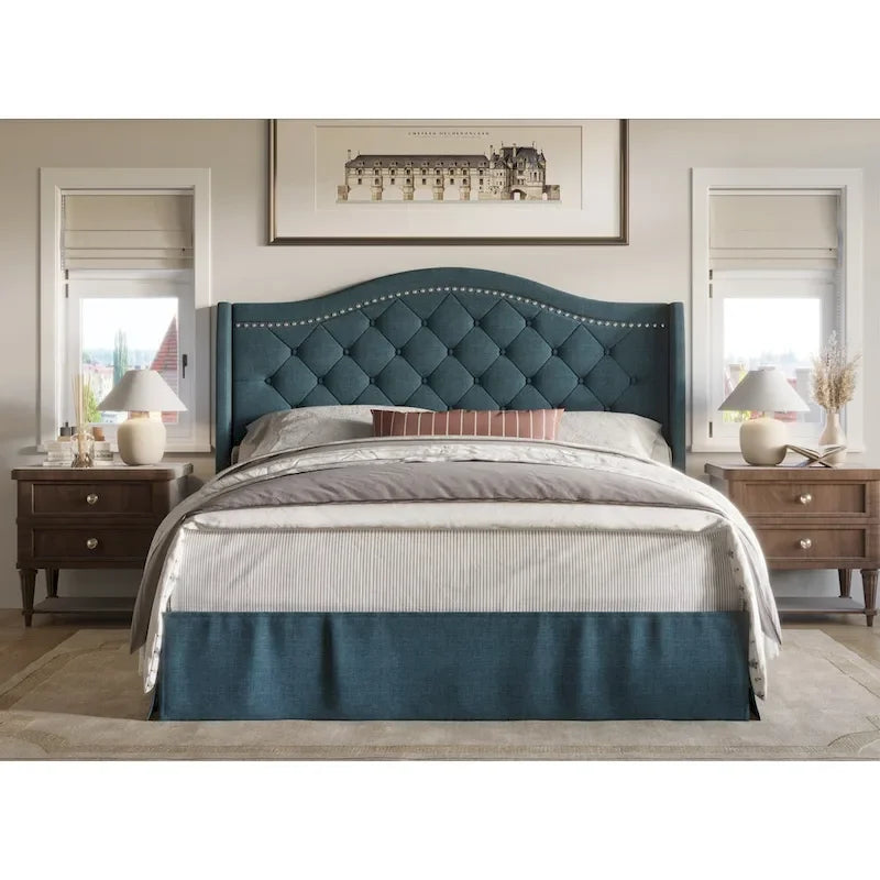 Letto a piattaforma imbottito Eleanor Tufted
