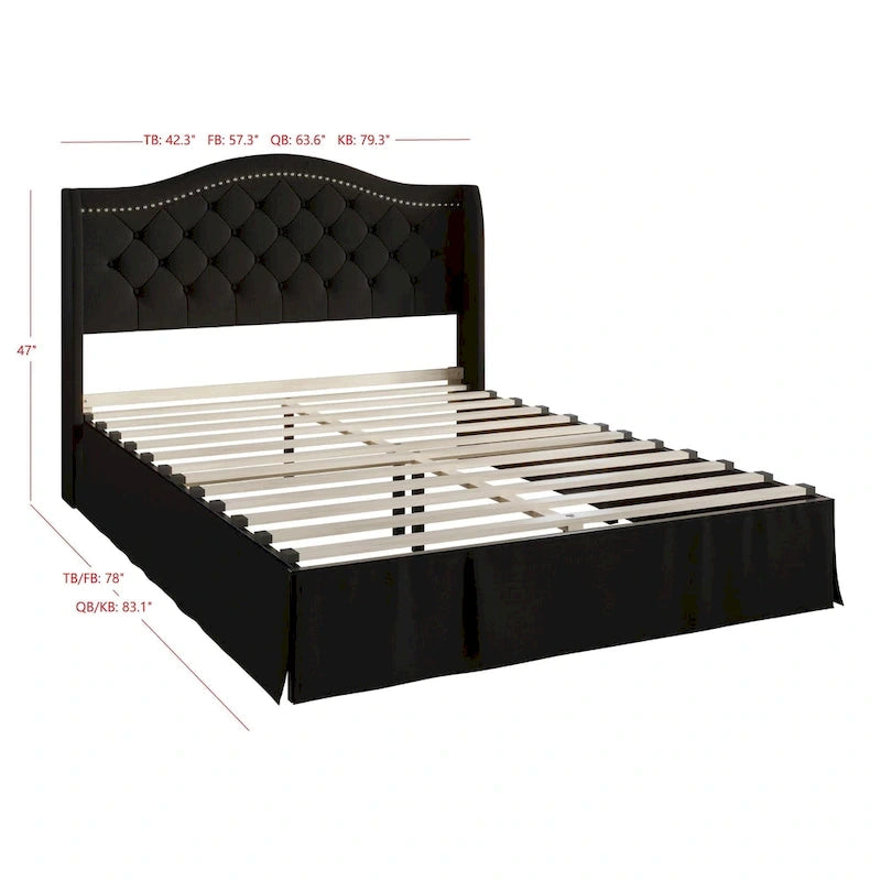 Letto a piattaforma imbottito Eleanor Tufted