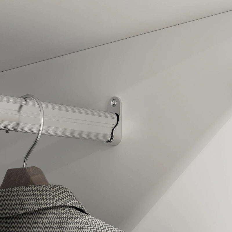 Armadio a specchio modulare, bianco, per camera da letto, con ante a battente