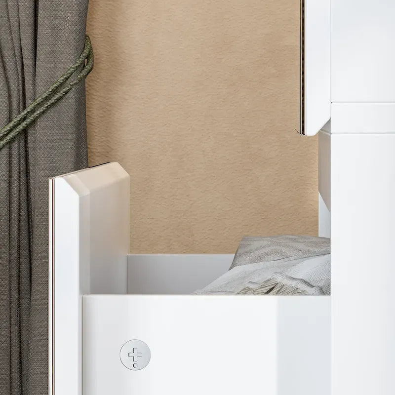 Armadio a specchio modulare, bianco, per camera da letto, con ante a battente