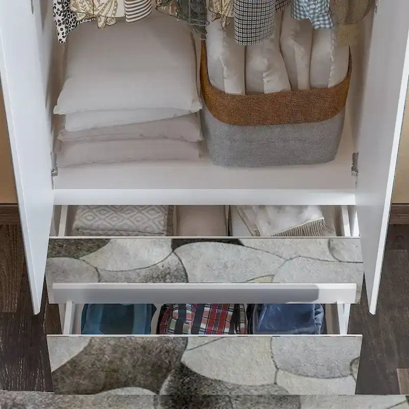 Armadio a specchio modulare, bianco, per camera da letto, con ante a battente