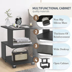 Comodini Moderni a Cubo Magico a 2 Livelli con Design a Rettangolo Cavo – Tavolino Contenitore per Camera da Letto Contemporanea