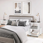 Comodini Moderni a Cubo Magico a 2 Livelli con Design a Rettangolo Cavo – Tavolino Contenitore per Camera da Letto Contemporanea