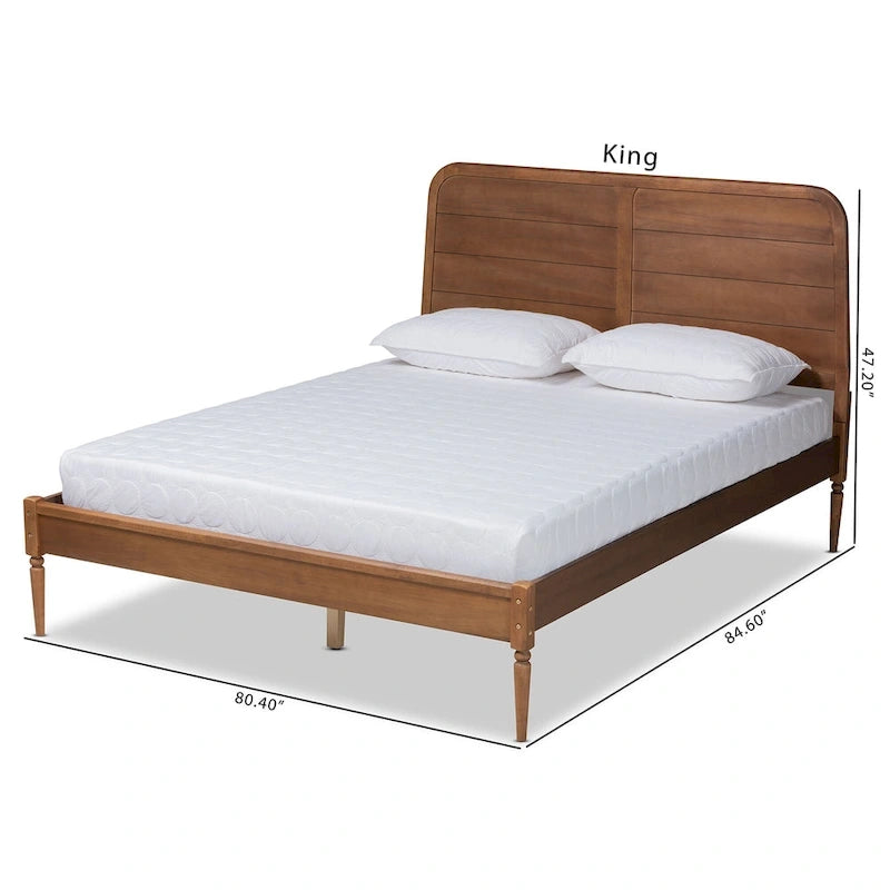 Kassidy Letto a Piattaforma in Legno Classico e Tradizionale-Noce