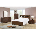 Letto in legno con testiera a libreria color cappuccino