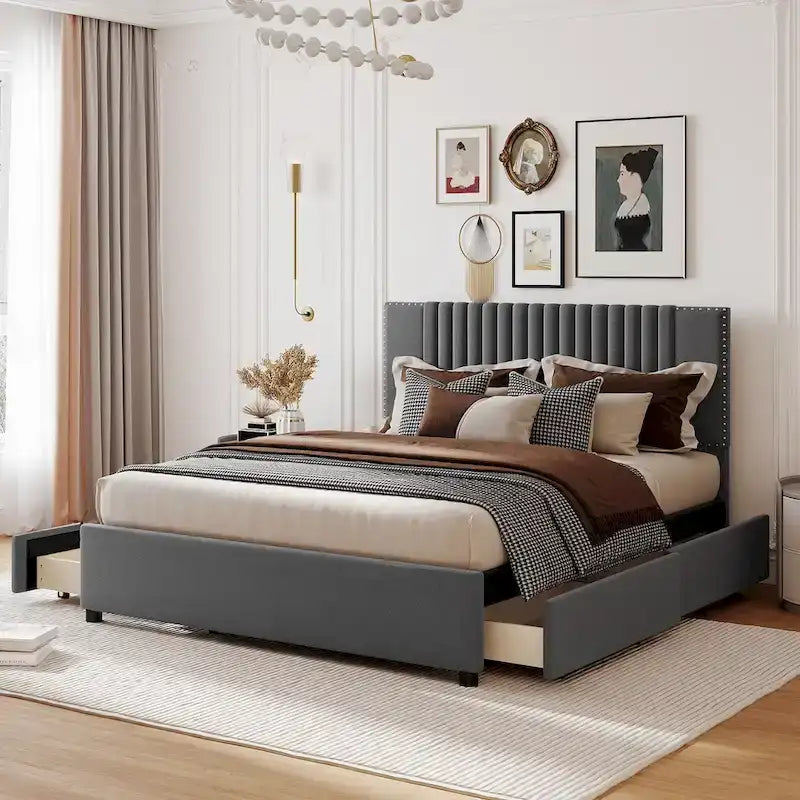 Letto a piattaforma imbottito Queen Size