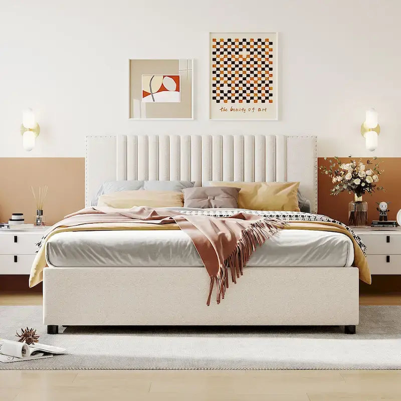 Letto a piattaforma imbottito Queen Size
