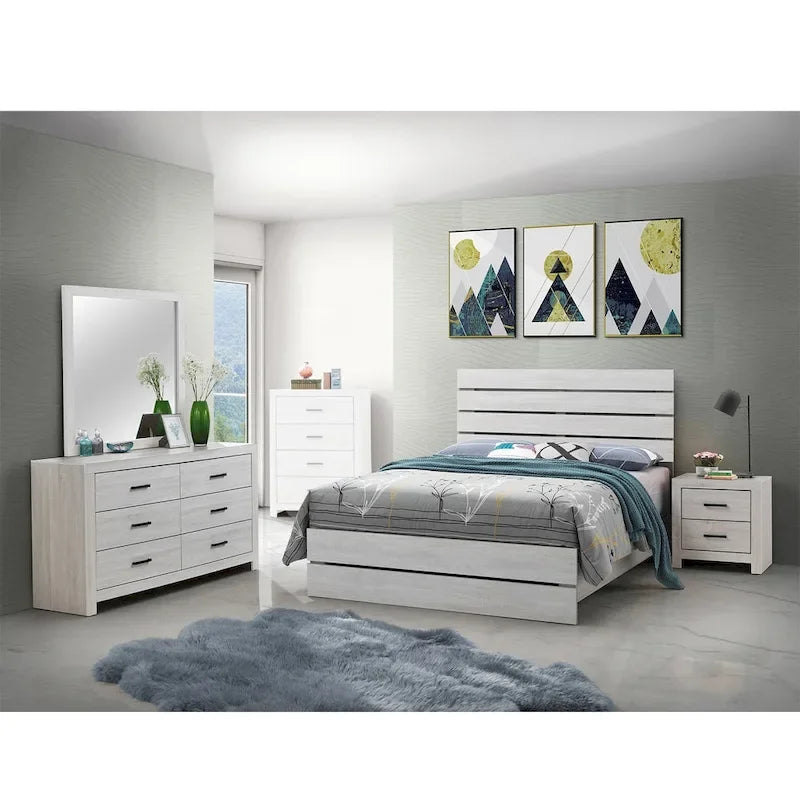 Set camera da letto matrimoniale in legno Coastal White