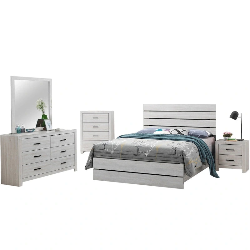 Set camera da letto matrimoniale in legno Coastal White