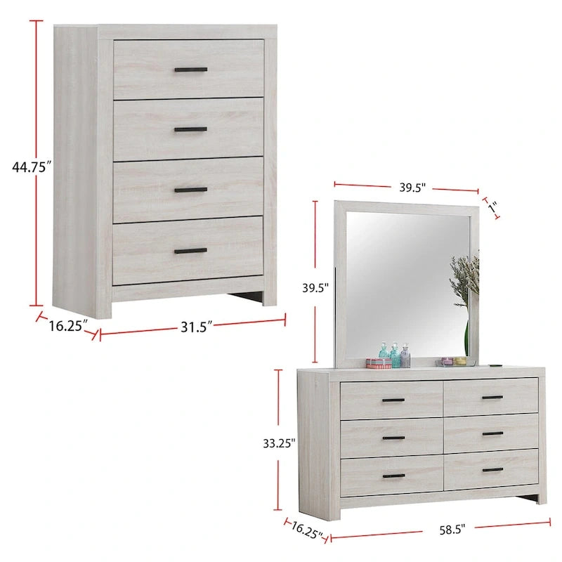 Set camera da letto matrimoniale in legno Coastal White