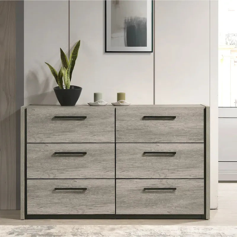 Letto a scomparsa Lenca LED di Roundhill Furniture con comodini, cassettiera e specchio - Grigio invecchiato