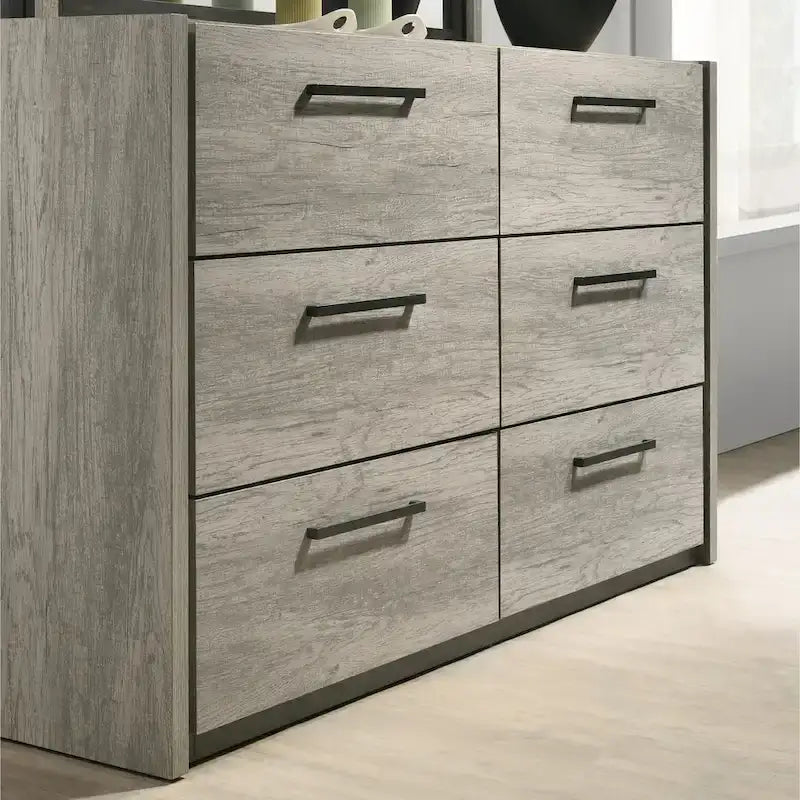 Letto a scomparsa Lenca LED di Roundhill Furniture con comodini, cassettiera e specchio - Grigio invecchiato