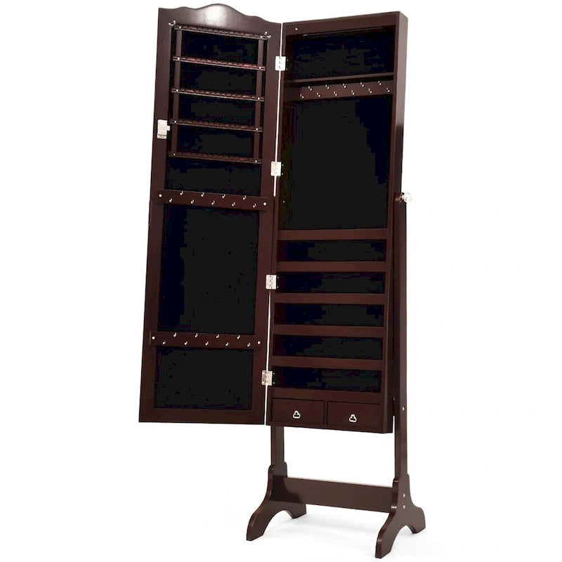 Mobile portagioie Copper Grove Newtown Espresso con specchio da toeletta a LED