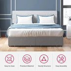 Mixoy Telaio Letto Matrimoniale/Queen/King, con Testiera, Non Richiede Rete a Molle, Telaio Letto Imbottito per Camera da Letto