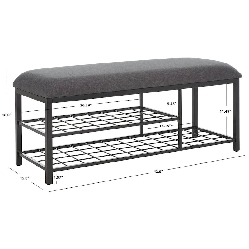 Panchina con cuscino e ripiano aperto Yael di SAFAVIEH - 42 L x 15 P x 18 A - 42Px15Lx18H