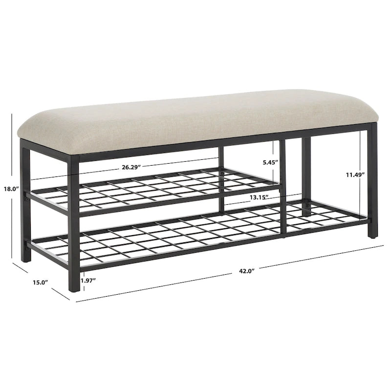 Panchina con cuscino e ripiano aperto Yael di SAFAVIEH - 42 L x 15 P x 18 A - 42Px15Lx18H
