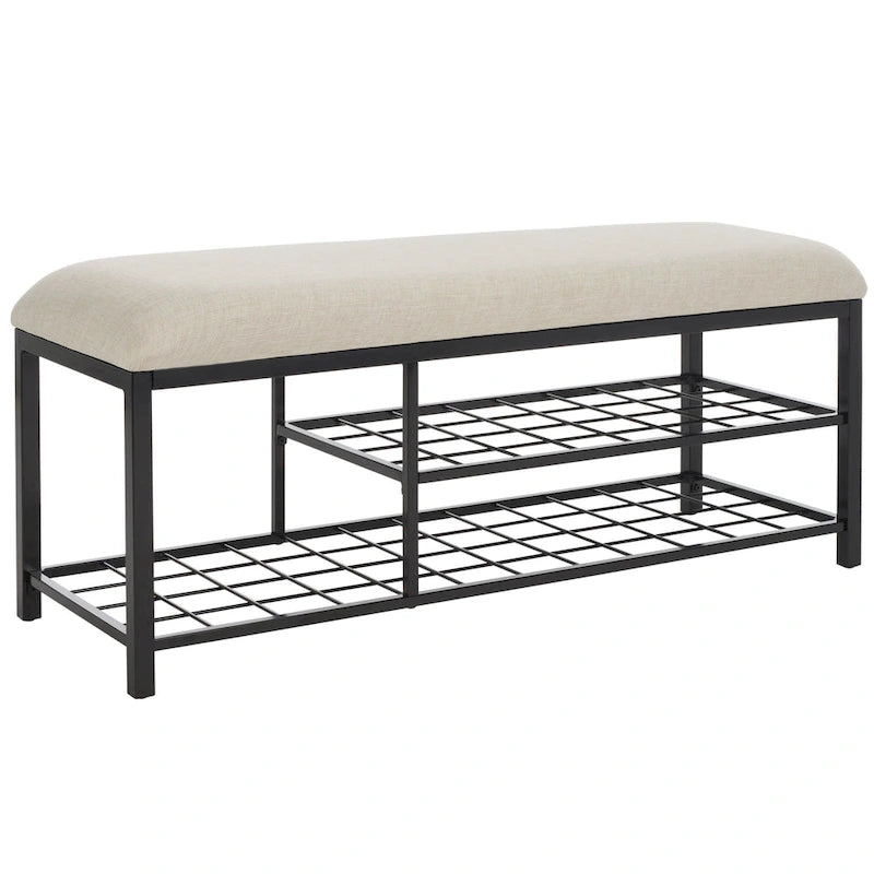 Panchina con cuscino e ripiano aperto Yael di SAFAVIEH - 42 L x 15 P x 18 A - 42Px15Lx18H