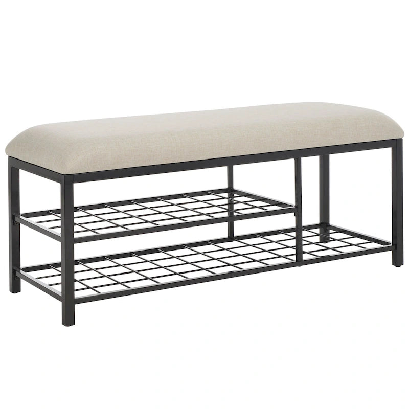 Panchina con cuscino e ripiano aperto Yael di SAFAVIEH - 42 L x 15 P x 18 A - 42Px15Lx18H