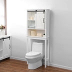 Mobiletto salvaspazio da bagno in legno MDF bianco stile rustico da posizionare sopra il WC