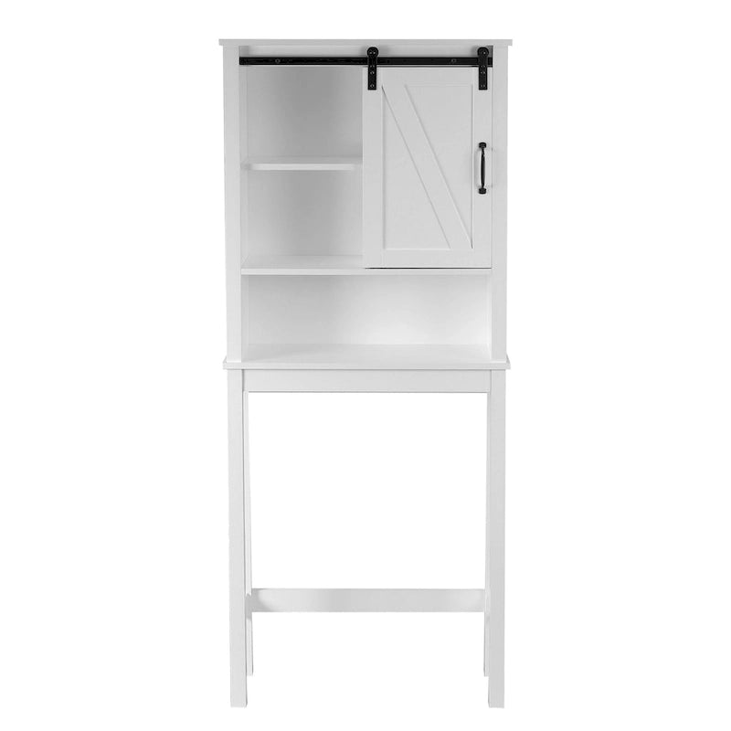 Mobiletto salvaspazio da bagno in legno MDF bianco stile rustico da posizionare sopra il WC