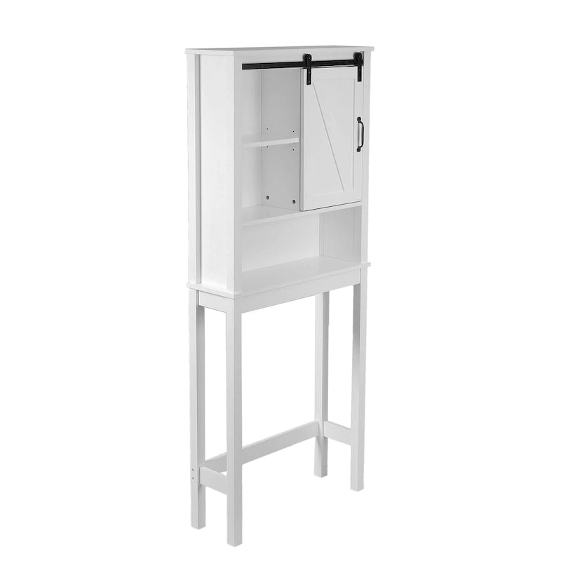 Mobiletto salvaspazio da bagno in legno MDF bianco stile rustico da posizionare sopra il WC