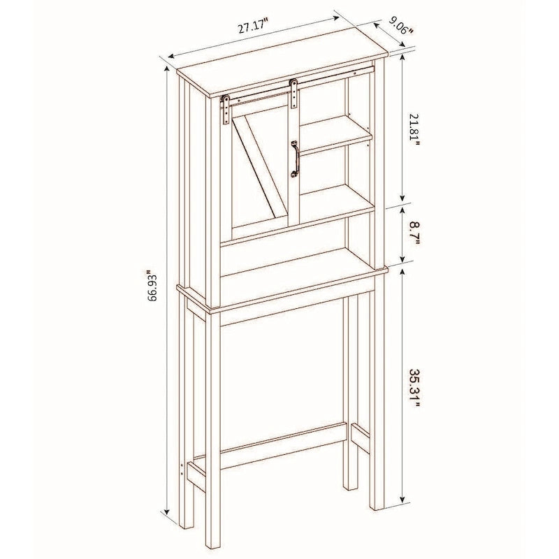 Mobiletto salvaspazio da bagno in legno MDF bianco stile rustico da posizionare sopra il WC