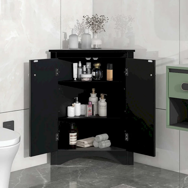 Pensile angolare da bagno con ripiani regolabili