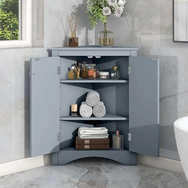 Pensile angolare da bagno con ripiani regolabili