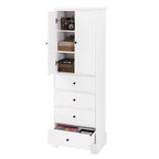 Mobiletto Contenitore con 2 Ante e 4 Cassetti per Bagno, Ripiano Regolabile, Pannello in MDF con Finitura Verniciata