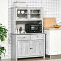 HOMCOM Credenza da Cucina 63.5 con Vetrinetta, Mobile Dispensa con 4 Ripiani, Cassetti, Ante in Vetro Intelaiate