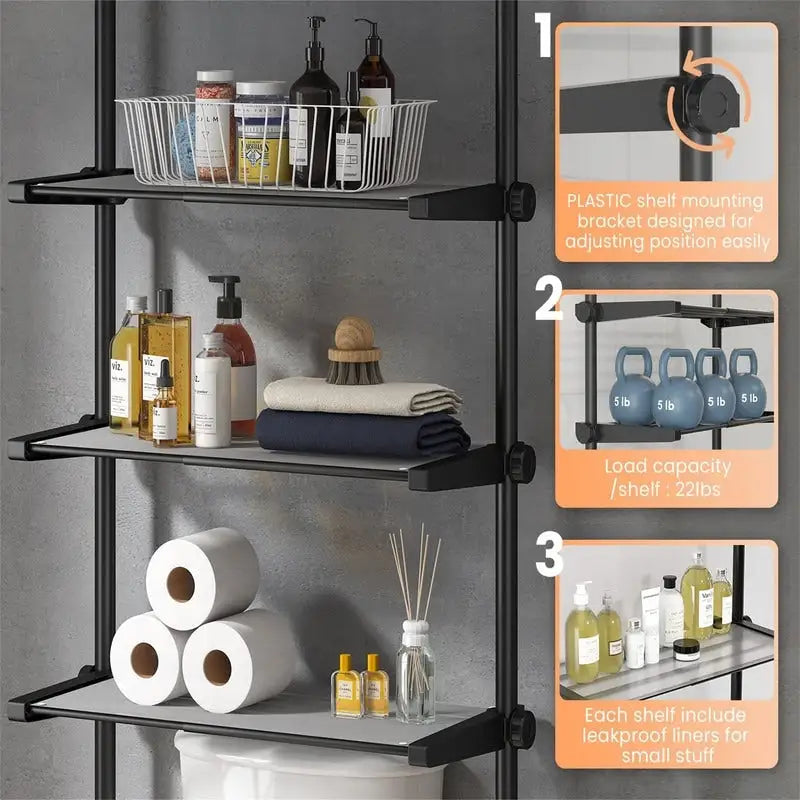 Mobiletto contenitore da bagno salvaspazio sopra il WC - 10,6P x 33L x 116A